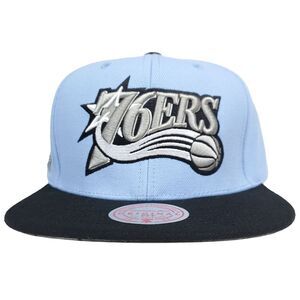 Philadelphia 76ers Mitchell & Ness‎ NBA Snapback Hat Cap 3D Logo Blue Black NWT